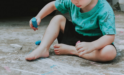 Outdoor fun for toddlers - patio chalk