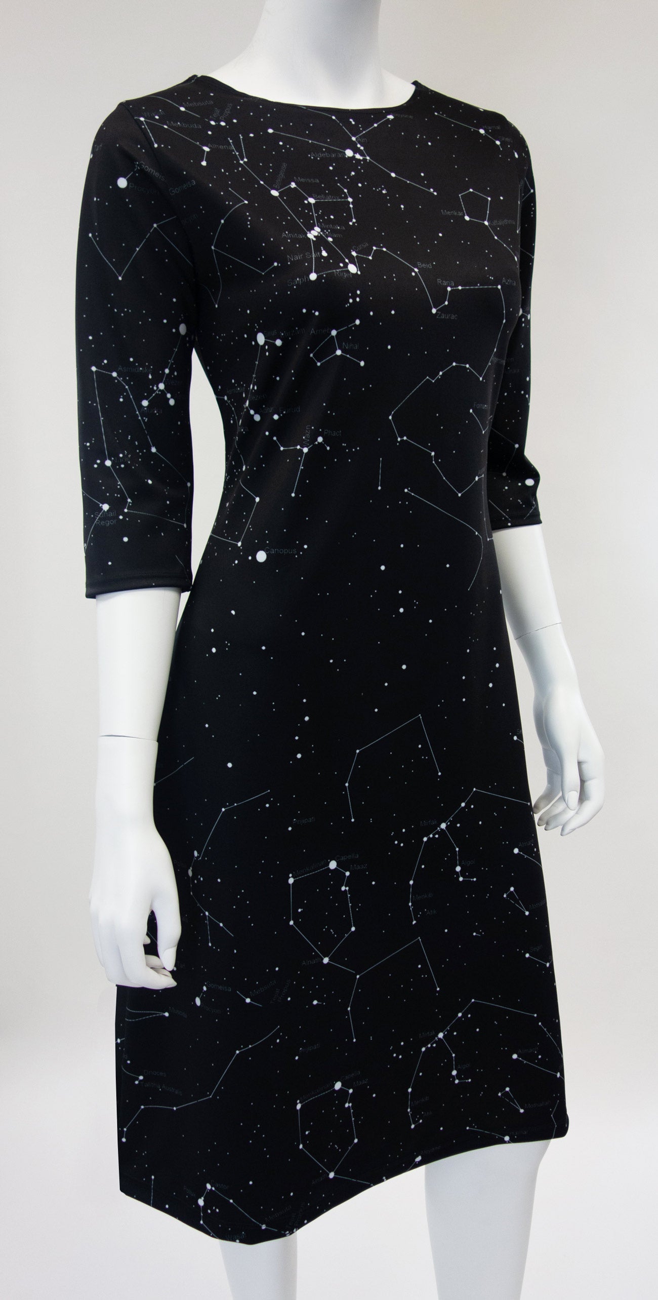 Black Constellation Star Print Dress FRONT
