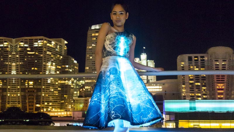 Interactive Particle Physics Dress with LEDs and IBM Bluemix