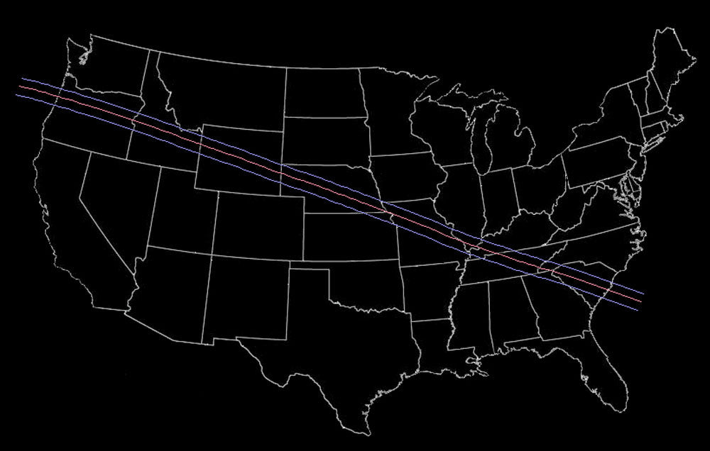 Total Solar Eclipse Map 2017 USA