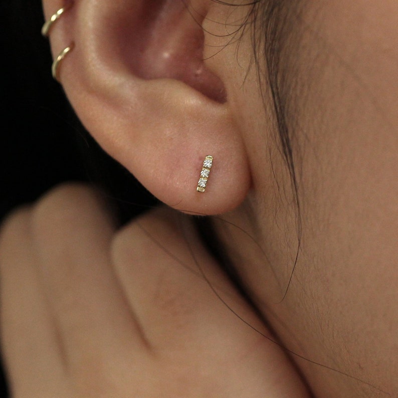 small diamond bar earrings