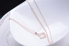 18k Gold Plated Clover Necklace and Bracelet Set