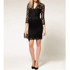 Ladies Sexy V-Neck Slim Lace Dress