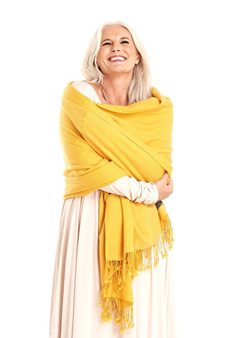 Shipibo Inspired Cashmere Fitted Jumper Dress Yellow/Brown with Panel