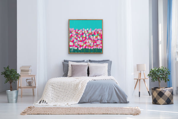 Abstract Springtime Turquoise Wall Art Canvas Print