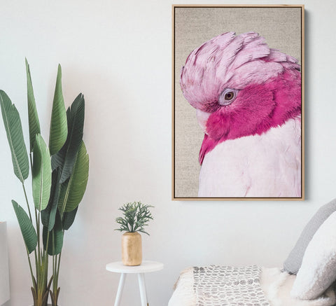 Pink Cockatoo on linen canvas wall art