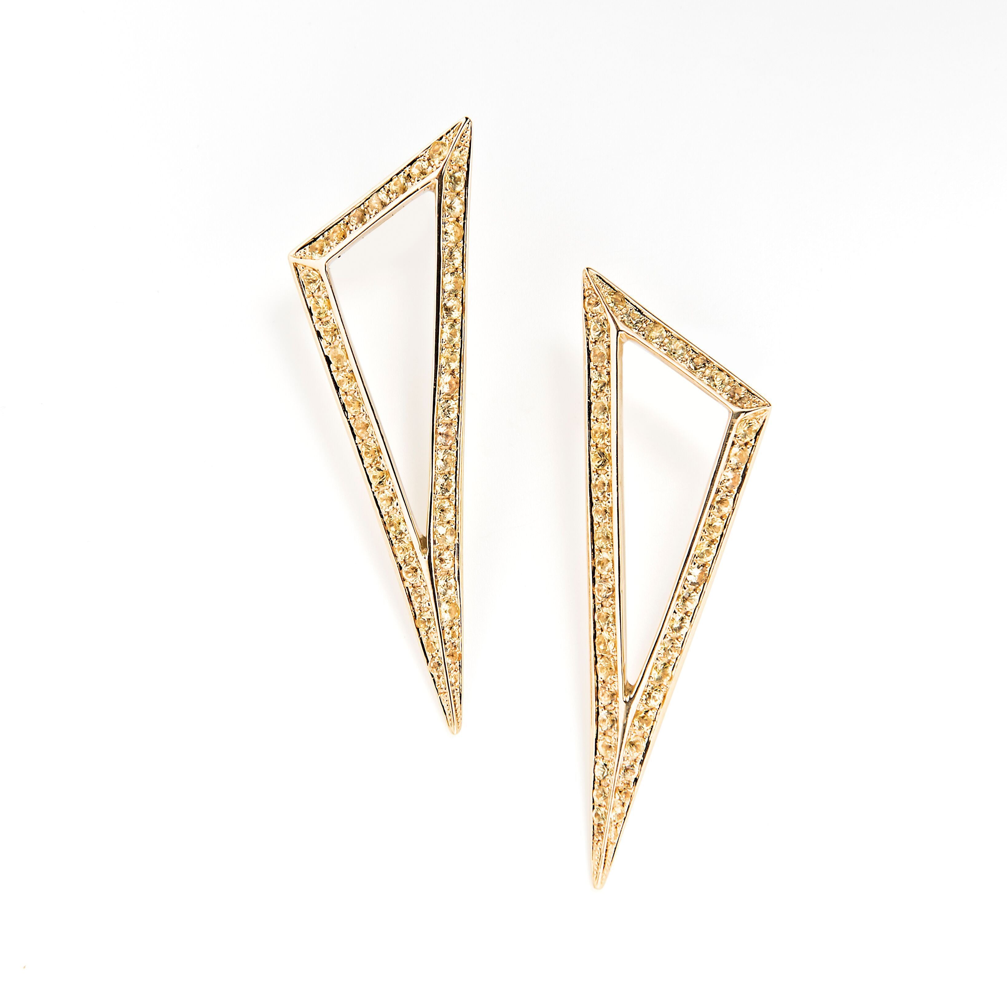 Ralph Masri Modernist Yellow Sapphire Triangle Earrings