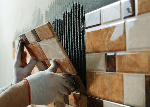 laying ceramic tiles