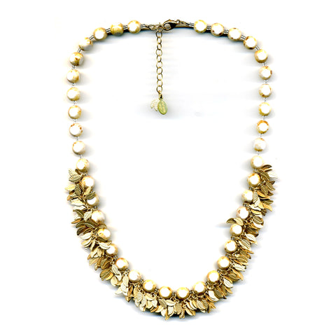Martha's Vineyard Wedding Inspiration -- Stefanie Wolf Gold Leaf White Fringe Handmade Jewelry