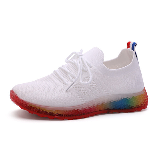 rainbow bottom shoes