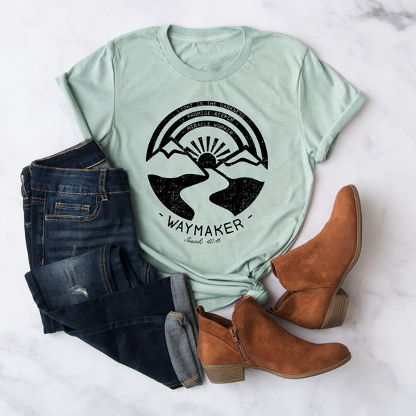 Waymaker Miracle Worker Promise Keeper | Women's Christian Graphic Tee | Faith T-shirt | Way Maker Shirt