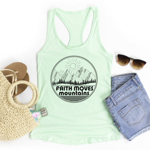 Faith Moves Mountains | Faith Can Move Mountains | Women's Christian Graphic Racerback Tank Top Shirt | Gift