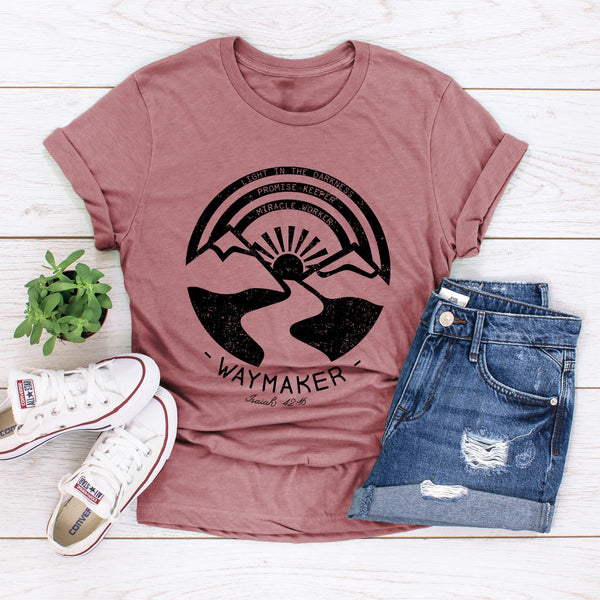 Waymaker Miracle Worker Promise Keeper | Women's Christian Graphic Tee | Faith T-shirt | Way Maker Shirt