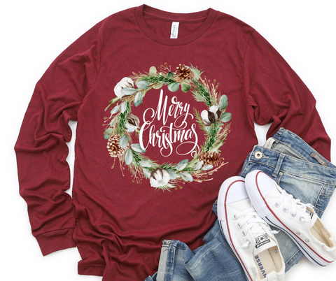 Merry Christmas Women's Christian Graphic Long Sleeve Tee Top Shirt | Faith Shirt| Christmas  Shirt