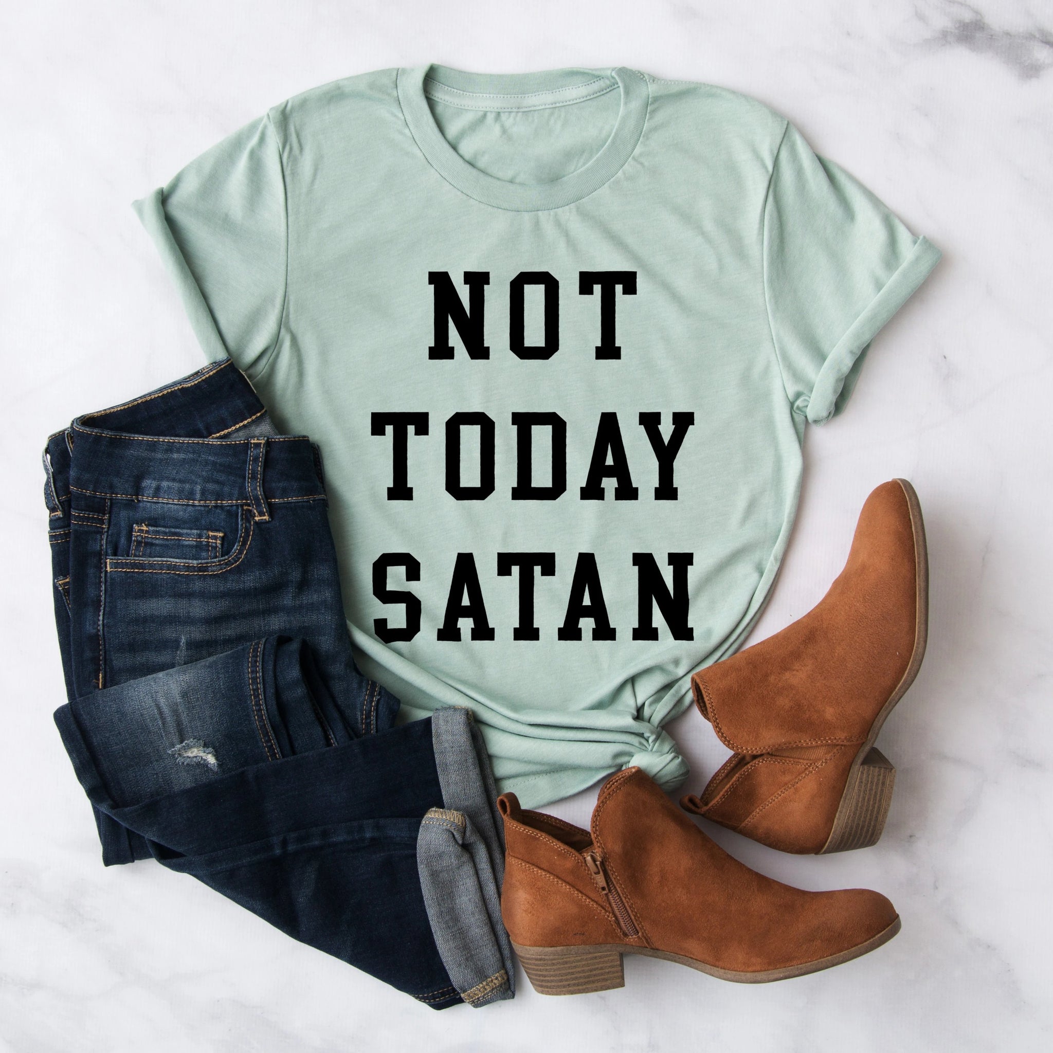 Not Today Satan T-Shirt | Birthday Gift Bff | Funny Shirt | Birthday Gift | Unisex Ladies Tee | Christian Tee Shirt