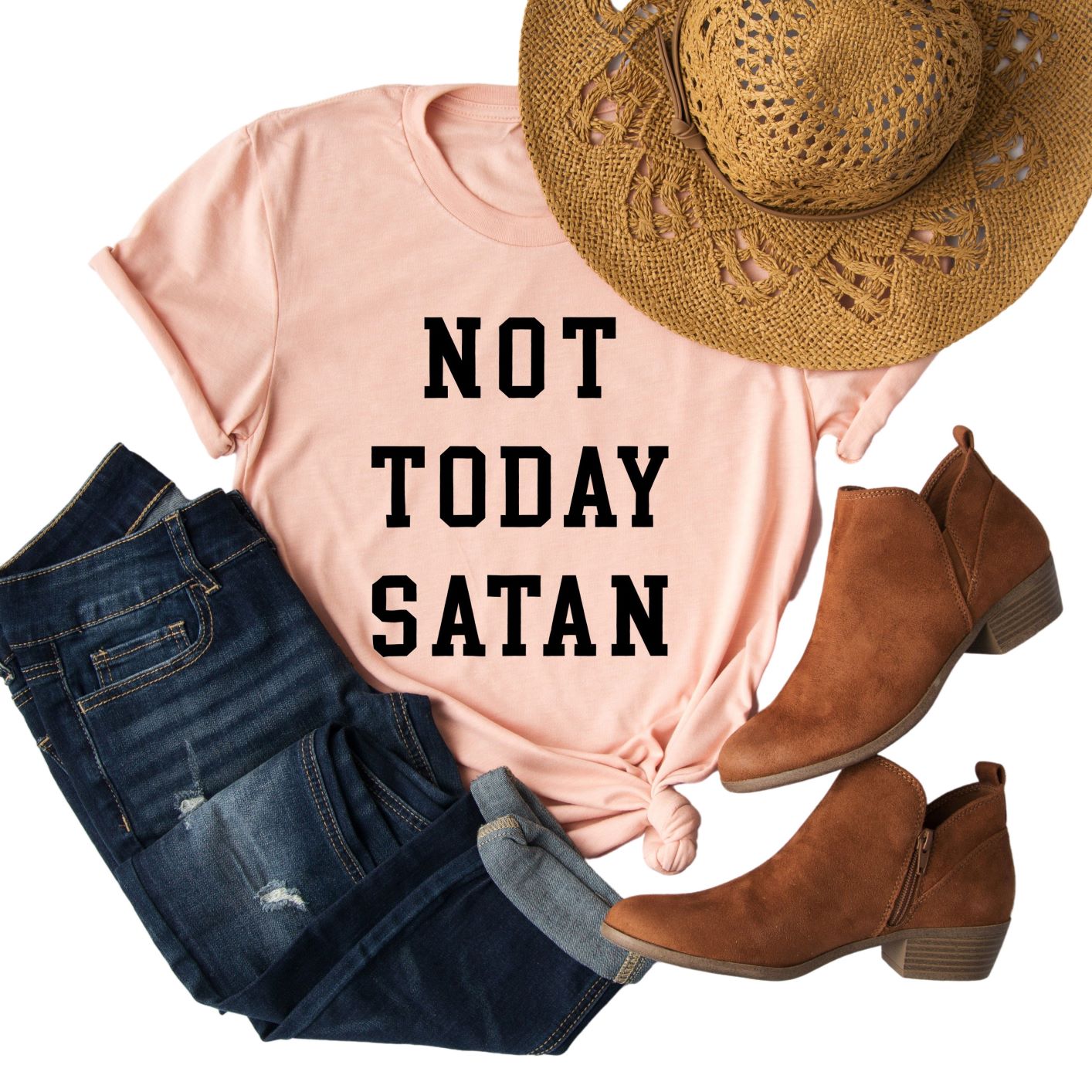 Not Today Satan T-Shirt | Birthday Gift Bff | Funny Shirt | Birthday Gift | Unisex Ladies Tee | Christian Tee Shirt