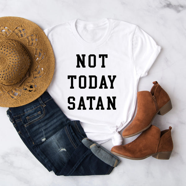 Not Today Satan T-Shirt | Birthday Gift Bff | Funny Shirt | Birthday Gift | Unisex Ladies Tee | Christian Tee Shirt