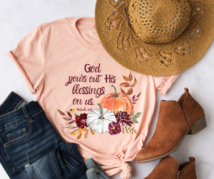 God pours out His blessings on us./Faith Shirt/ Women's Christin T shirt/Fall Shirt/Pumpkin Shirt/Mothers gifts