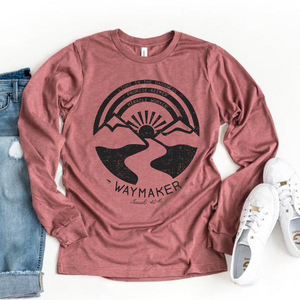 Copy of Waymaker Miracle Worker Promise Keeper Christian Graphic Long Sleeve Tee | Faith T-shirt | Way Maker Shirt