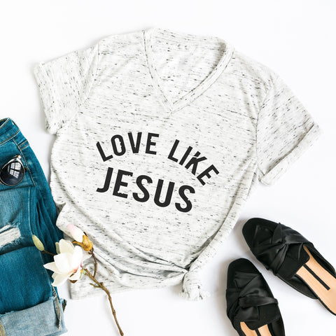 Love Like Jesus Women's V-Neck Tee | Christian Shirt | Faith T Shirt | Jesus Shirt | Wife Mother's Gift