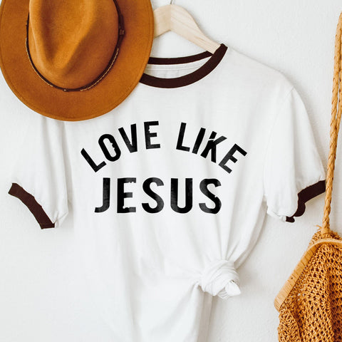 Love Like Jesus Women's Ringer Tee | Christian Shirt | Faith T Shirt | Jesus Shirt | Wife Mother's Gift