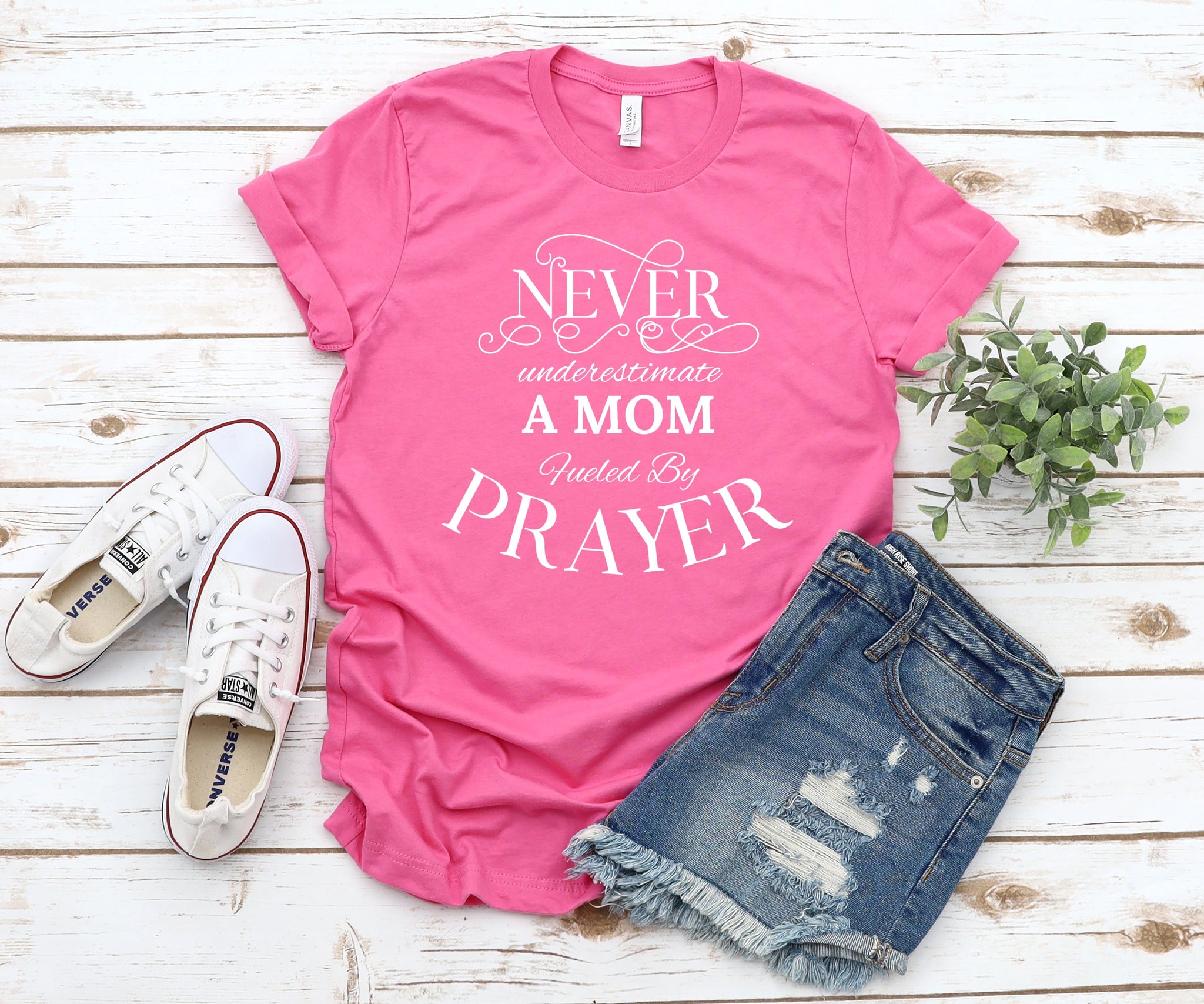 NEW! Never Underestimate A Mom Fueled by Prayer |Mother's Gift| Women's Christian T shirt| Pray Shirt| s-XXXL upon availability