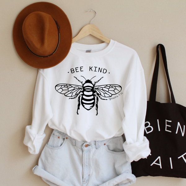 Be Kind Sweatshirt | Bee Kind Sweatshirt | Honey Bee | Save the Bees | Women's Christian Graphic Fleece Sweatshirt | Faith Shirt