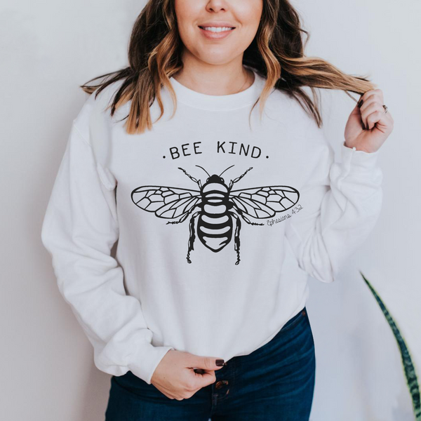 Be Kind Sweatshirt | Bee Kind Sweatshirt | Honey Bee | Save the Bees | Women's Christian Graphic Fleece Sweatshirt | Faith Shirt