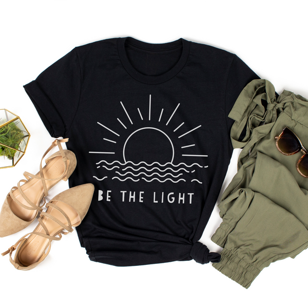 Be the Light Let Your Light Shine Women's Christian Graphic Tee Top Shirt