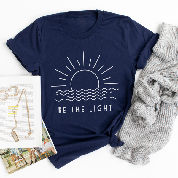 Be the Light Let Your Light Shine Women's Christian Graphic Tee Top Shirt