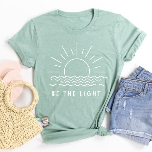 Be the Light Let Your Light Shine Women's Christian Graphic Tee Top Shirt