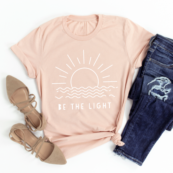 Be the Light Let Your Light Shine Women's Christian Graphic Tee Top Shirt