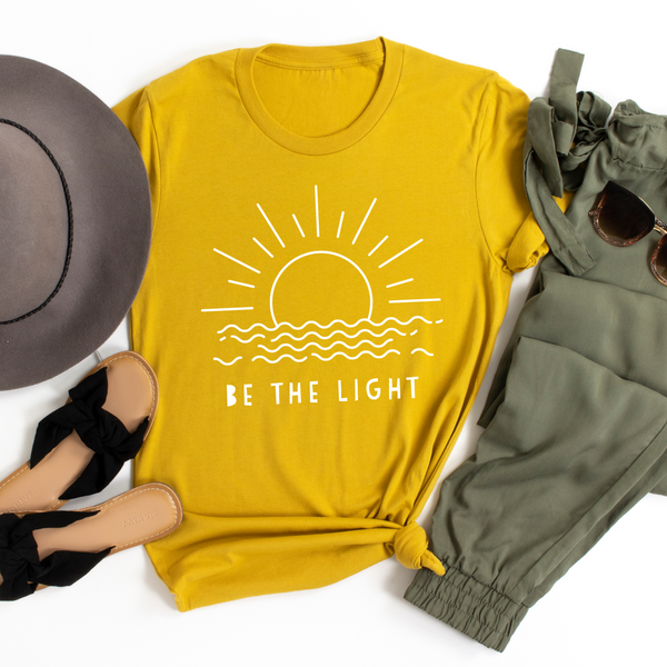 Be the Light Let Your Light Shine Women's Christian Graphic Tee Top Shirt