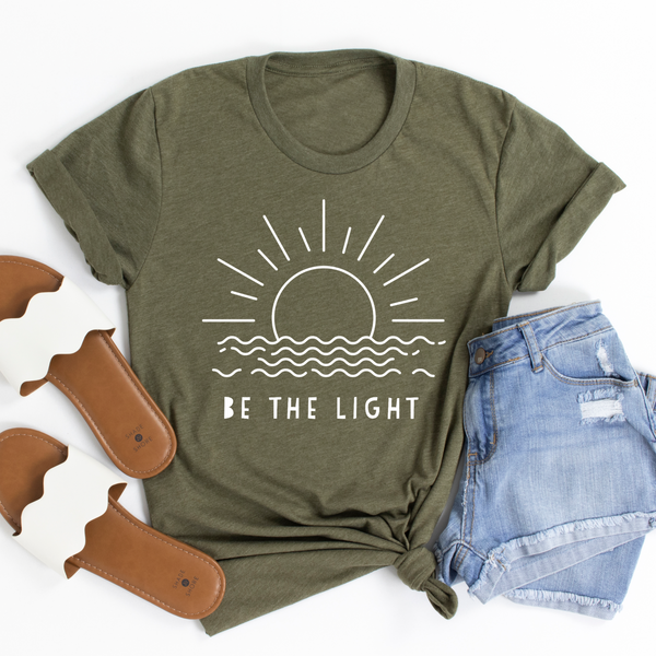 Be the Light Let Your Light Shine Women's Christian Graphic Tee Top Shirt