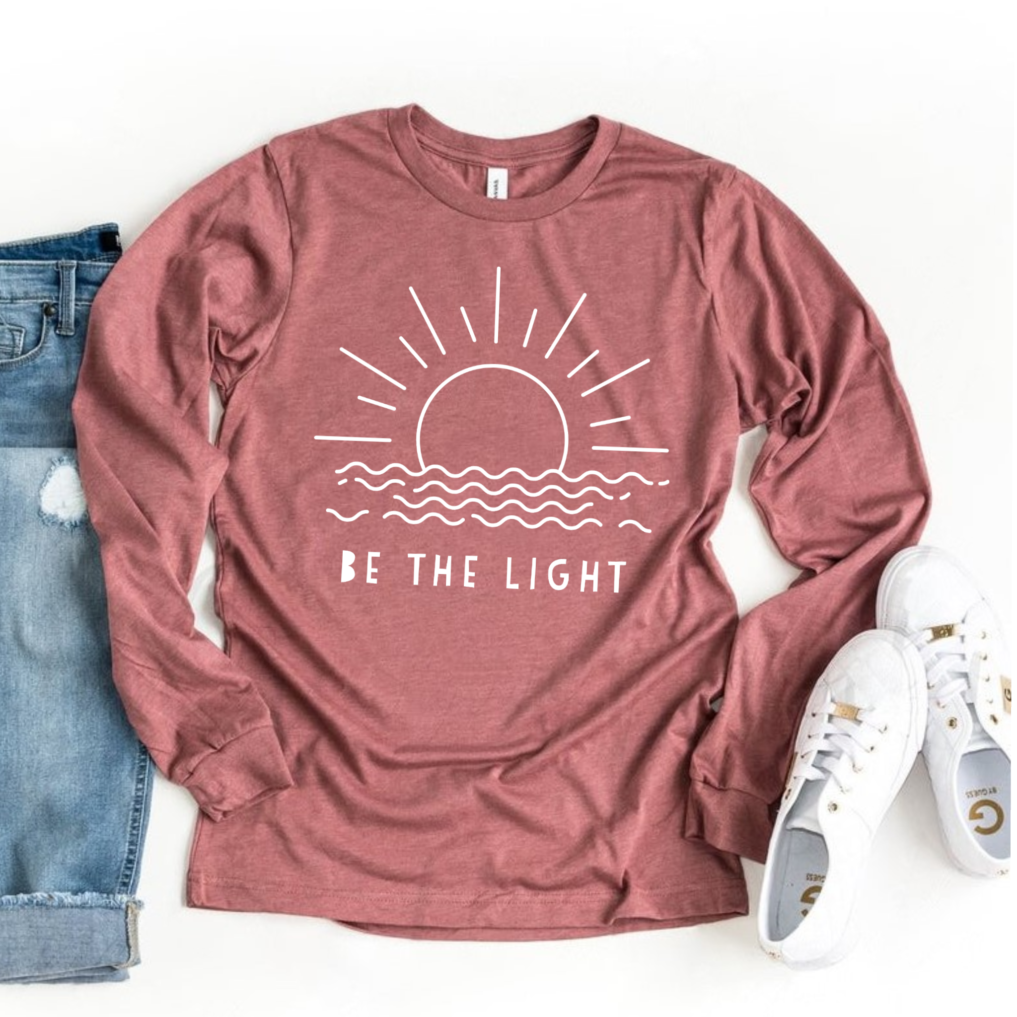 Be the Light Let Your Light Shine Women's Christian Graphic Long-Sleeve Shirt