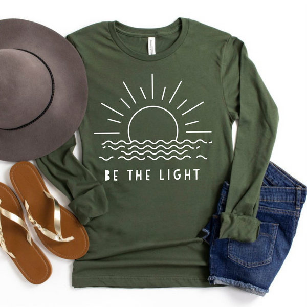 Be the Light Let Your Light Shine Women's Christian Graphic Long-Sleeve Shirt