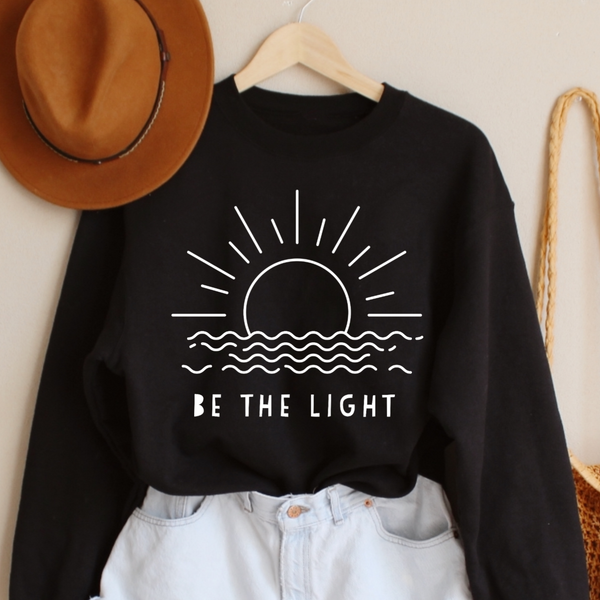 Be the Light Let Your Light Shine Women's Christian Graphic Fleece Sweatshirt