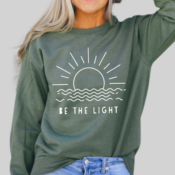 Be the Light Let Your Light Shine Women's Christian Graphic Fleece Sweatshirt