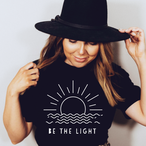 Be the Light Let Your Light Shine Women's Christian Graphic Tee Top Shirt