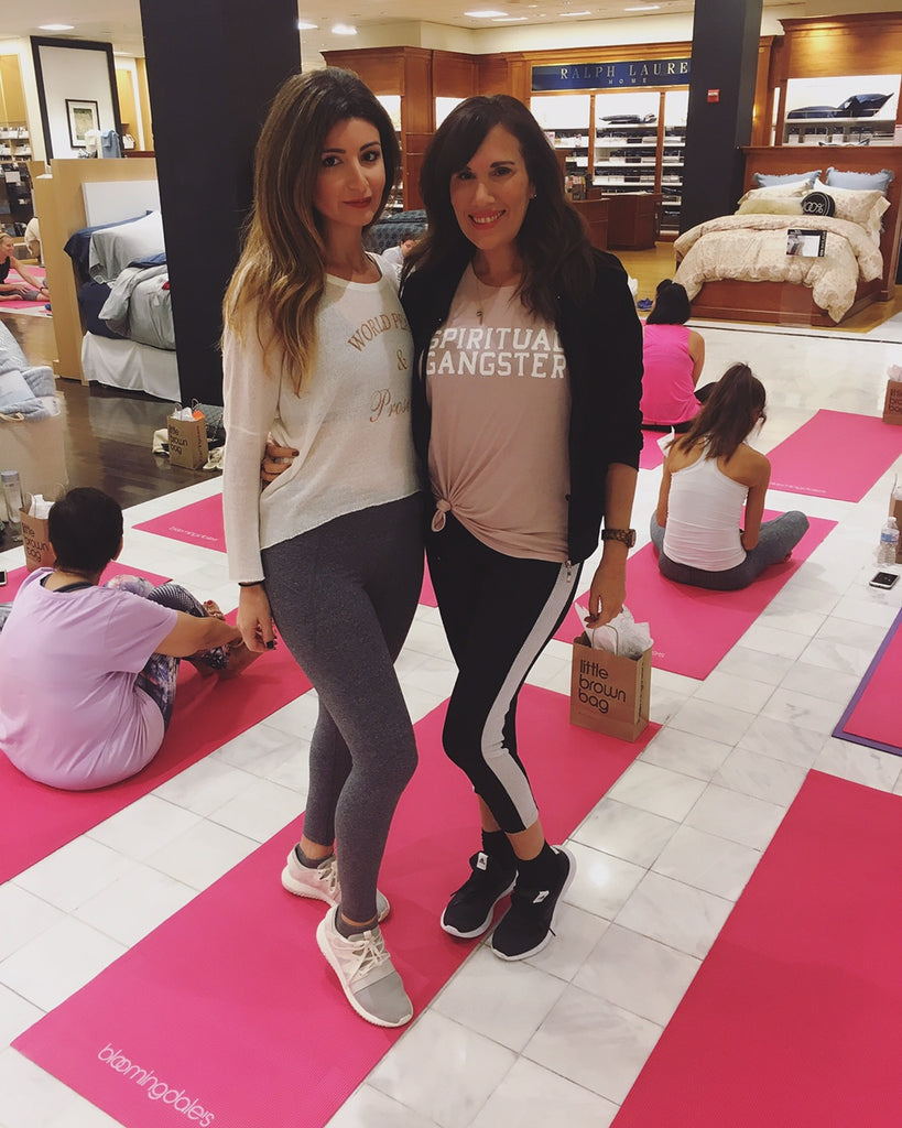 Margaux Minutolo & Dana Prigge at Bloomingdales Yoga for Breast Cancer Awareness Month