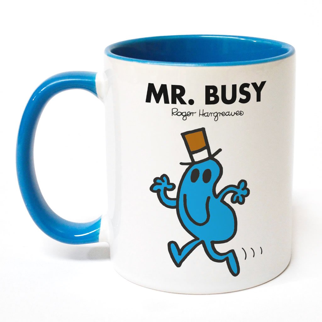 Personalised Mr Busy Large Porcelain Colour Handle Mug 