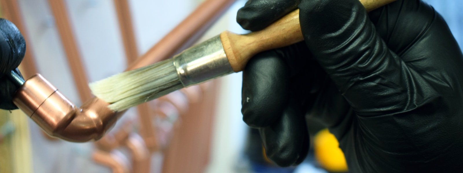proper copper design hand lacquering a polished copper handle