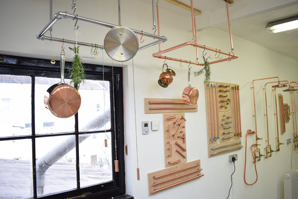 Chrome ceiling pan rack