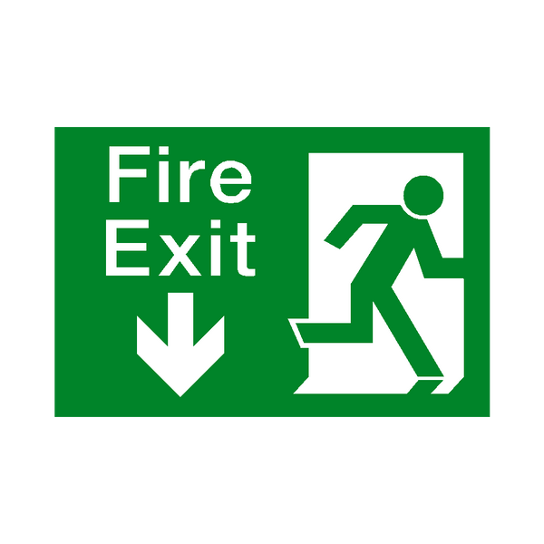 Fire Exit Arrow Down Sticker Safety Label Co Uk