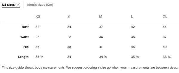 Dress Size Guide