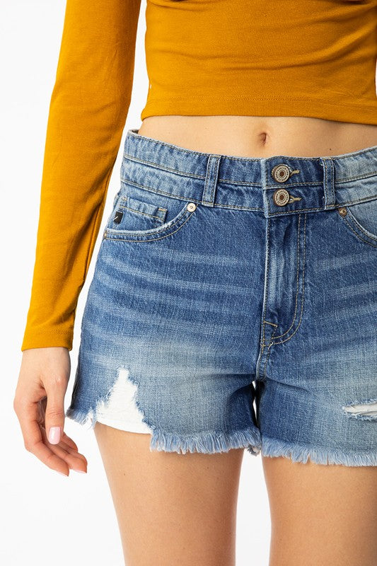 Double Button High Rise Mom Kancan Shorts