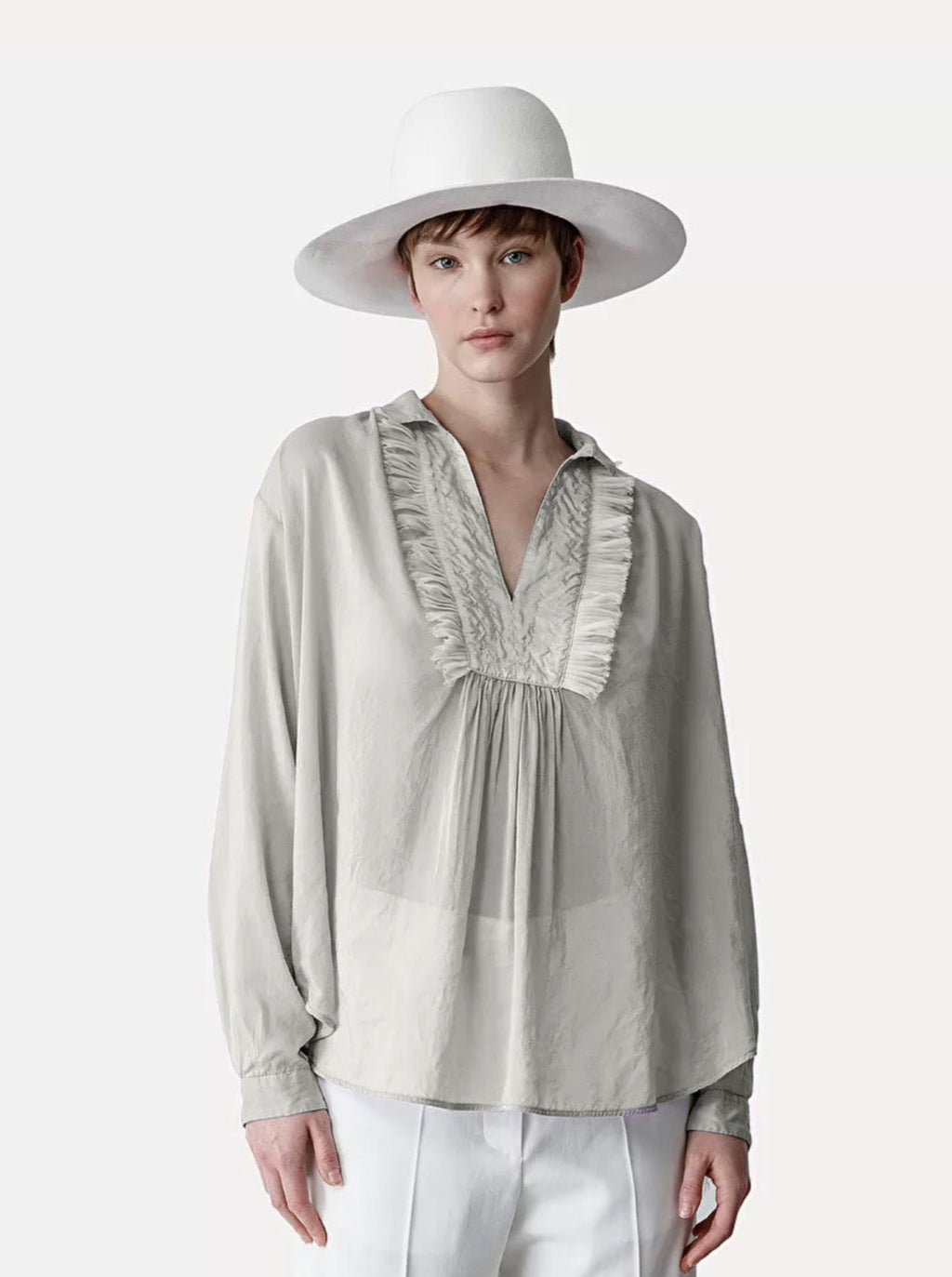 Gladys long converteerbaar Forte Forte Plastron Rouche Silk Shirt - Candor – GUILD