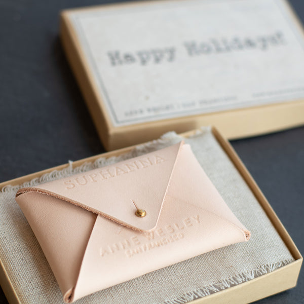 personalized leather business card holder