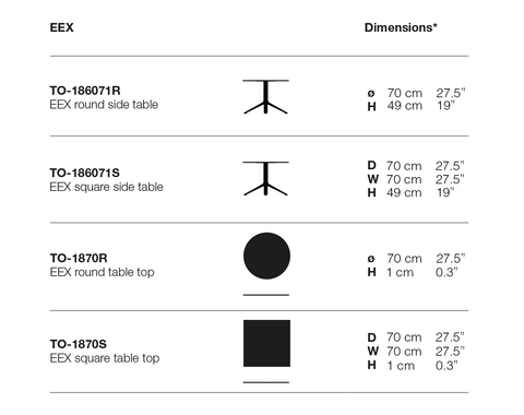 Eex Cocktail Table Dimensions