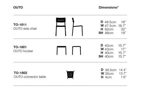Outo Side Chair dimensions